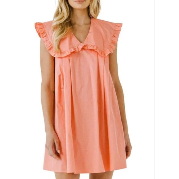 ✨NWOT✨ENGLISH FACTORY✨CORAL COLLAR SHIFT DRESS - Picture 2 of 4
